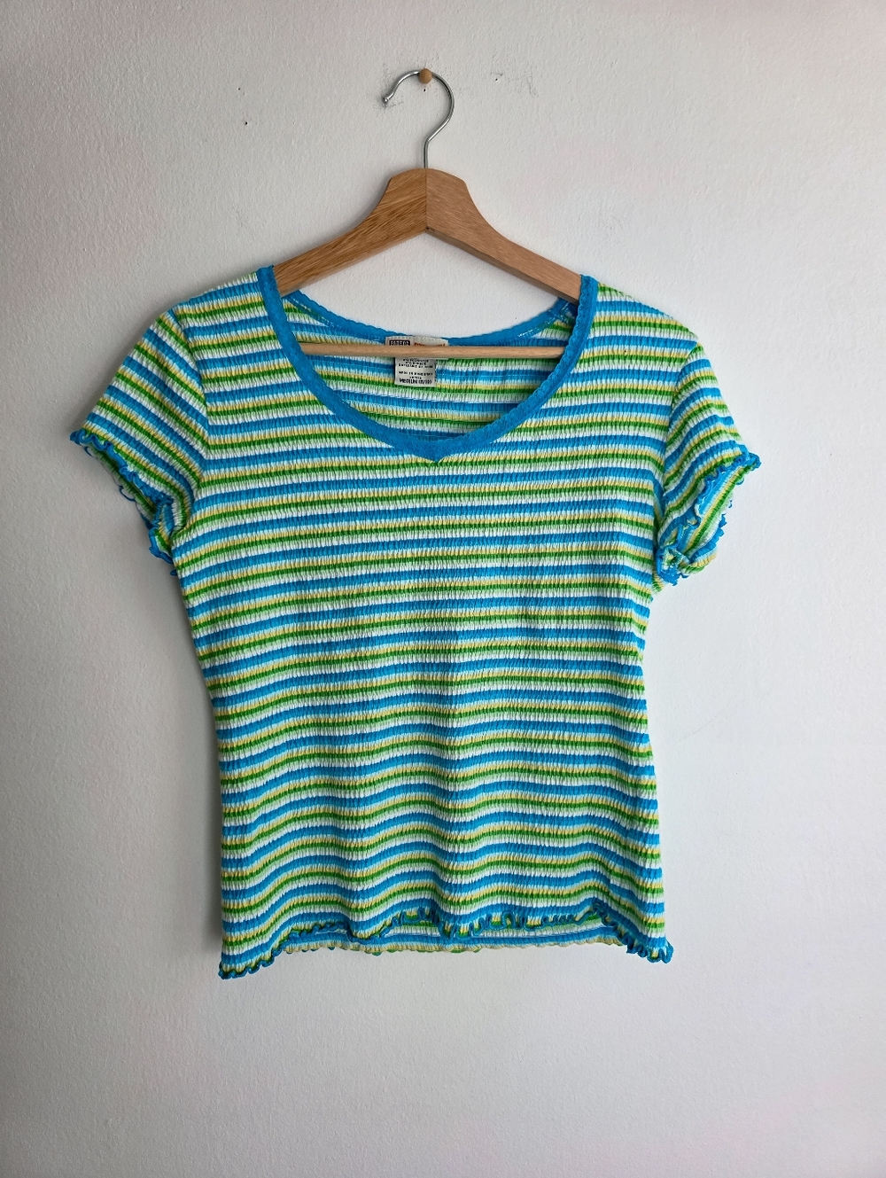 Vintage Y2K Faded Glory Ribbed Striped Baby Tee
